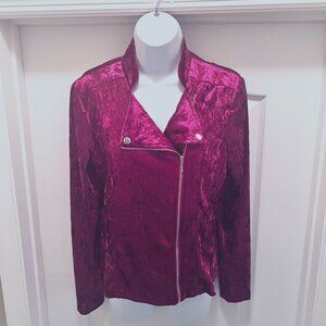 Soho Apparel LTD.-Women's Size Small-Zip Up Front Long Sleeve top/Jacket-Velvet
